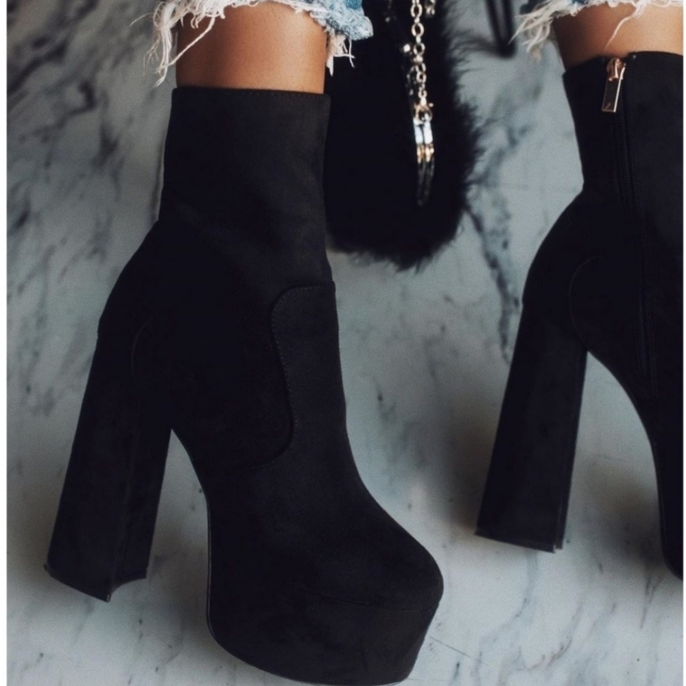 𝙇𝙖𝙨𝙩 𝙎𝙞𝙯 9 🖤Round Toe Platform Chunky Bt - Picture 3 of 9